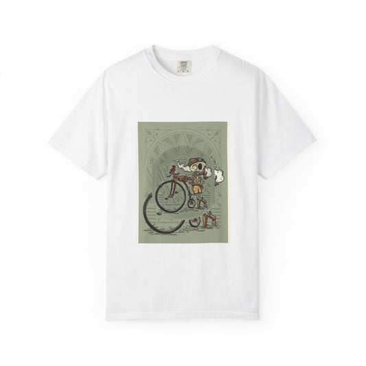 Vintage Bicycle Skull T-shirt, Unisex Retro Tee, Unique Gift for Cyclists, Halloween Inspired, Casual Everyday Wear, Perfect for Bike Lovers